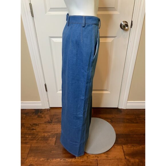 Aya Muse Colia Blue Denim Slit Front Maxi Skirt NWT $880, Size XS - Picture 6 of 10